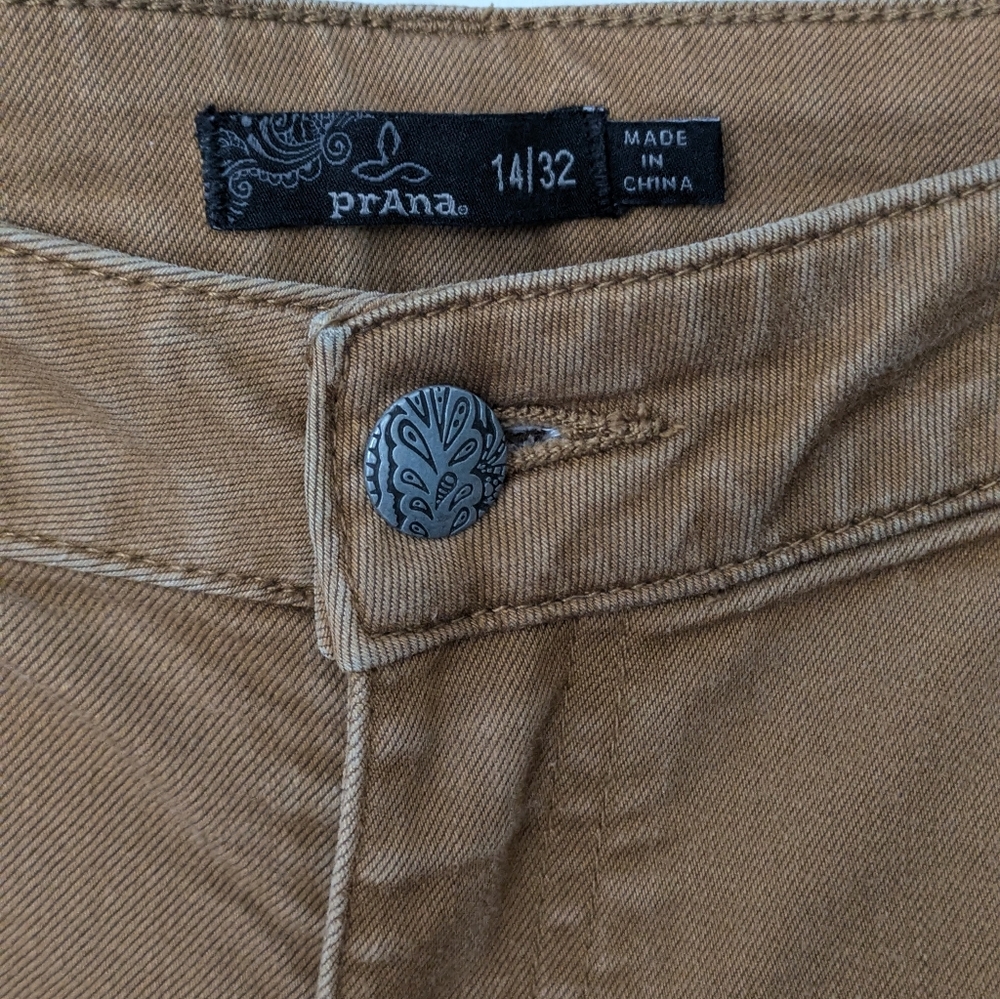 Prana Kara Jeans In Antique Bronze Size 14 32" Waist Organic Cotton Low Rise